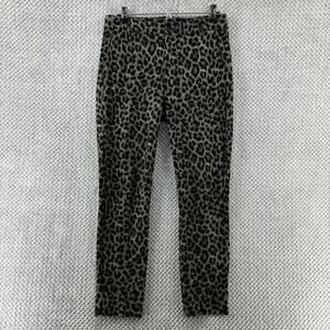 Cabi Pants Women 4 Tan Black Animal Print Ponte Stretch Jungle Trouser Ankle
